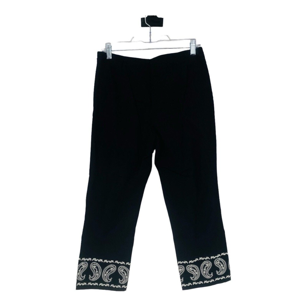 Jones New York Pants Women’s Petite 6 Black White Paisley‎ Stretch Straight Leg